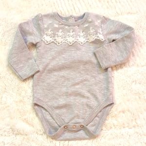 mimiBean baby girl 6/9M long sleeve bodysuit with lace